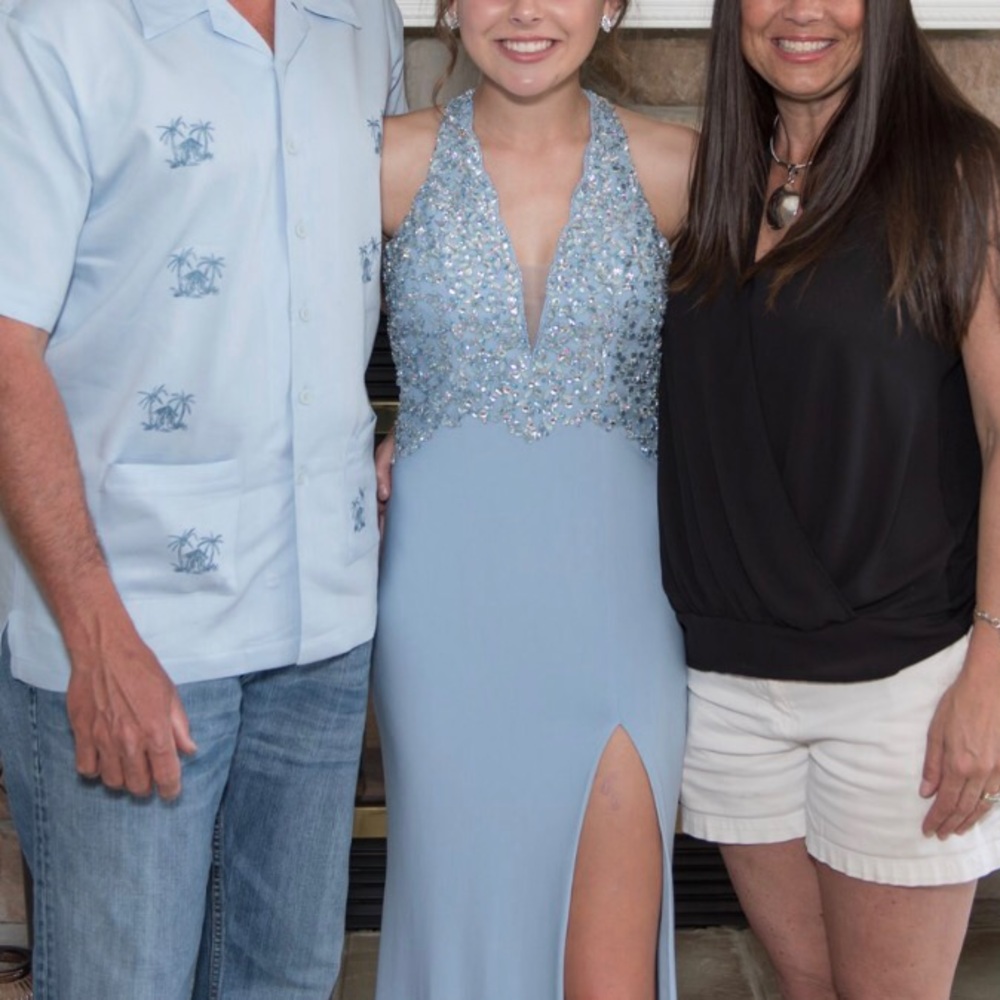 Light blue Faviana prom dress
